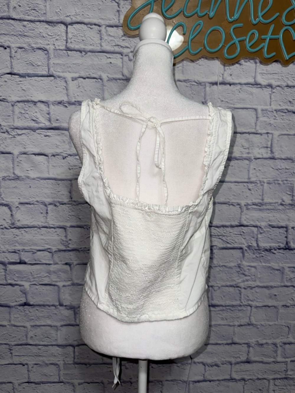 Free People Amelia white Corset Sleeveless Top Size L Cottage Core Romantic Farm - Picture 4 of 13